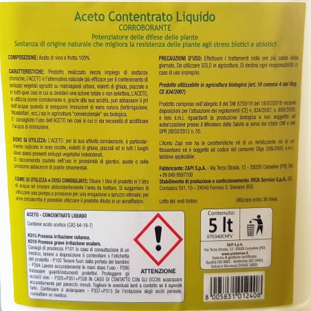 Diserbante naturale Acido Acetico Concentrato - 5 Litri